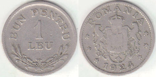 1924 Romania 1 Leu A002900